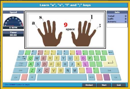 Typing lesson starting window